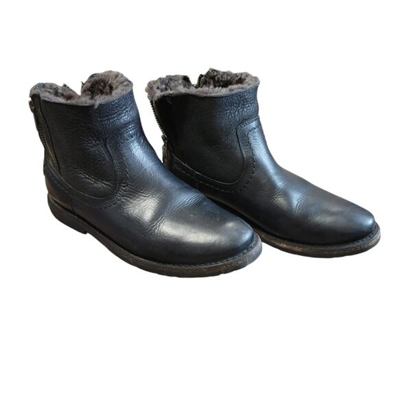 Frye Celia Classic Shearling Short Black Leather Boot Women's Size 7.5 - Picture 1 of 11